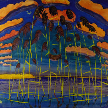 「"Nest", Vladimir Pa…」というタイトルの絵画 Sergey And  Veraによって, オリジナルのアートワーク, 水彩画 プレキシガラスにマウント