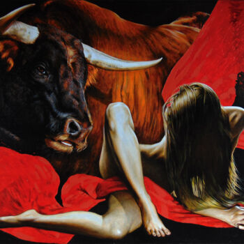 Картина под названием "Corrida" - Sergey And  Vera, Подлинное произведение искусства, Масло Установлен на Деревянная рама дл…