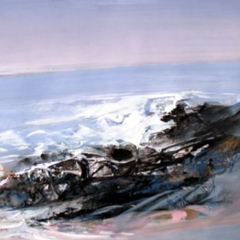 Schilderij getiteld "Sea scape Guhaghar…" door Sampat Nayakawadi, Origineel Kunstwerk