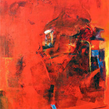 Painting titled "Mindscape 16 Red Ga…" by Sampat Nayakawadi, Original Artwork