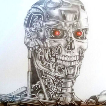 Desenho intitulada "Terminator" por E Simon, Obras de arte originais, Carvão