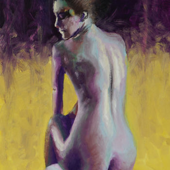 Peinture intitulée "Naked woman back Pa…" par Olga Sokolova, Œuvre d'art originale, Huile