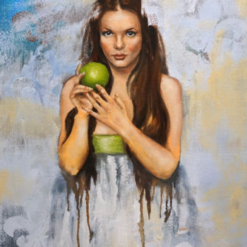 Peinture intitulée "Women With Apple Pa…" par Olga Sokolova, Œuvre d'art originale, Huile Monté sur Châssis en bois