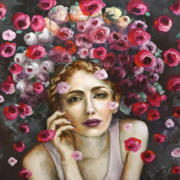 Peinture intitulée "Woman portrait oil…" par Olga Sokolova, Œuvre d'art originale, Huile