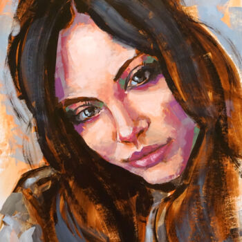Peinture intitulée ""Helen" face girl p…" par Olga Sokolova, Œuvre d'art originale, Huile
