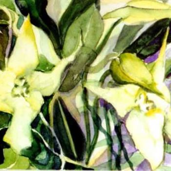 Pittura intitolato "Orchid Duet" da Newman Mindy, Opera d'arte originale, Olio