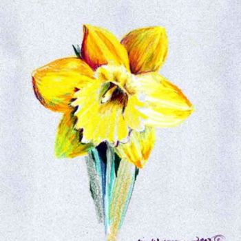 Painting titled "Daffodil Yellow" by Newman Mindy, Original Artwork, Other