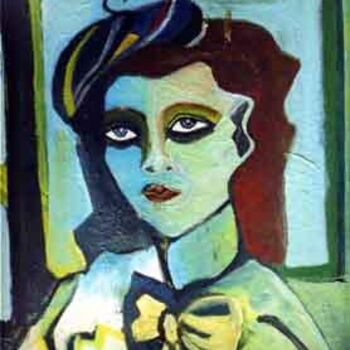 Pintura titulada "Green Woman" por Newman Mindy, Obra de arte original, Oleo