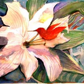 Schilderij getiteld "Humming Bird" door Newman Mindy, Origineel Kunstwerk, Olie