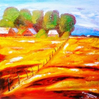 Painting titled "The Running Fence" by Tornadonez (Tornado), Original Artwork, Oil