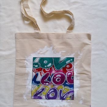 Arte tessile intitolato "Sac #10 en coton -…" da Grazy B, Opera d'arte originale, Tessuto