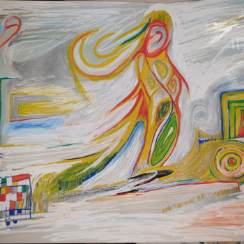 Dessin intitulée "Femmes dans le dese…" par Issa Ivo, Œuvre d'art originale, Crayon