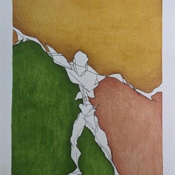 Painting titled "Where is my Balance…" by Artizennamy, Original Artwork, Pencil Mounted on Cardboard