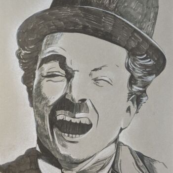 Disegno intitolato "A Chaplin Portrait" da Artizennamy, Opera d'arte originale, Pennarello