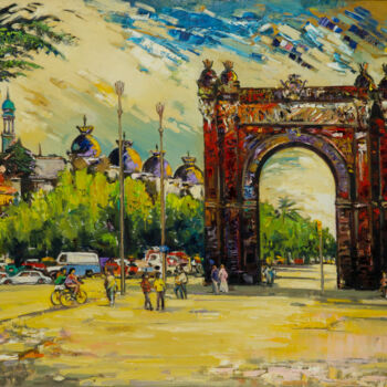 Peinture intitulée "Triumph Arch, Barce…" par Artjon Baboçi, Œuvre d'art originale, Huile