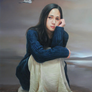 Painting titled "blue girl.jpg" by Tao Jia, Original Artwork, Oil