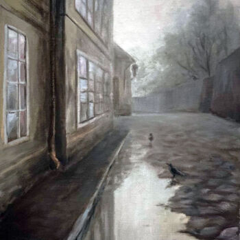 Pintura intitulada "Old street. Sunrise…" por Artkaminskaya, Obras de arte originais, Óleo