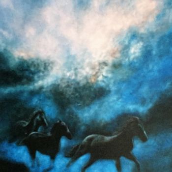 Painting titled "Mustang" by Artkatharos, Original Artwork, Oil