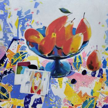 Картина под названием "Натюрморт с грушами" - Igor Khilko, Подлинное произведение искусства, Акрил Установлен на Деревянная…