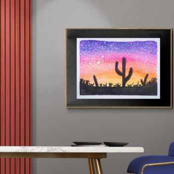 Pintura titulada "Desert Painting  Mi…" por Luiza Kozich (Artkingdom7), Obra de arte original, Acuarela