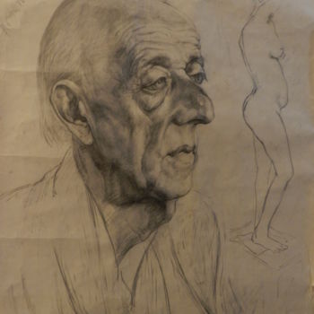 Drawing titled "Old man" by Artan Kola, Original Artwork, Pencil