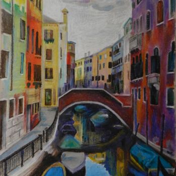 Painting titled "Venice" by Artan Kola, Original Artwork, Pastel