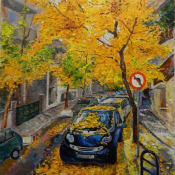 Painting titled "Autumn in Larissa" by Artan Kola, Original Artwork, Oil