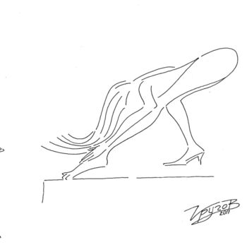 Dibujo titulada "Man and Witch" por Kruhov Valerii, Obra de arte original, Rotulador