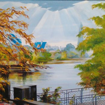 Painting titled "The river Dnepr" by Valentina Fedchenko, Original Artwork, Oil