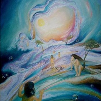 Malerei mit dem Titel "Celestial Playgroun…" von Ted Luna, Original-Kunstwerk, Öl