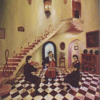 Painting titled "STRING TRIO" by Ted Luna, Original Artwork, Oil
