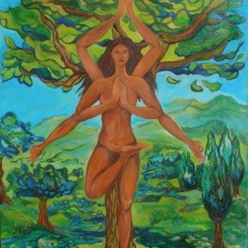 Painting titled "Vrikshasana" by Laure Toral, Original Artwork