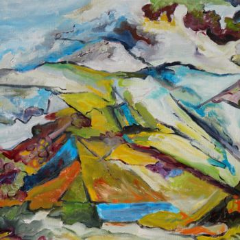 Painting titled "Paysage 2" by Laure Toral, Original Artwork, Oil