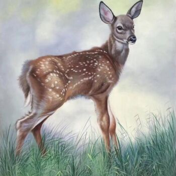 Painting titled "Deer 002D" by James Shang, Original Artwork, Oil