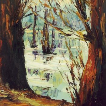 Painting titled "Ártér, Floodplain" by Levente Bihari, Original Artwork