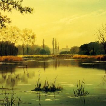 Peinture intitulée "Dégi tó, The Lake D…" par Levente Bihari, Œuvre d'art originale