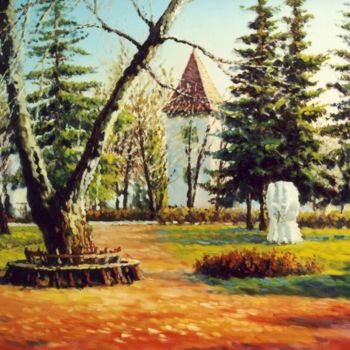 Painting titled "Földvári parkrészle…" by Levente Bihari, Original Artwork