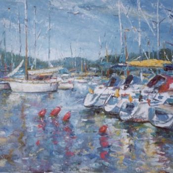 Картина под названием "Norway... boats  in…" - Лилия Зинченко, Подлинное произведение искусства, Масло