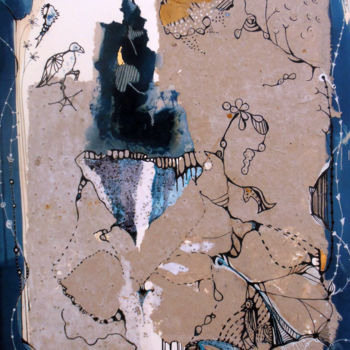 「Mon beau Navire, Ho…」というタイトルの絵画 M. C. Valentineによって, オリジナルのアートワーク, その他 ガラスにマウント