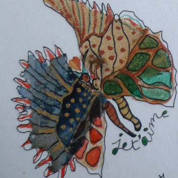 Zeichnungen mit dem Titel "JTM Papillons" von M. C. Valentine, Original-Kunstwerk, Tinte