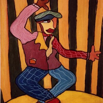 Painting titled "Le danseur" by Sabine Maby, Original Artwork, Oil Mounted on Wood Stretcher frame