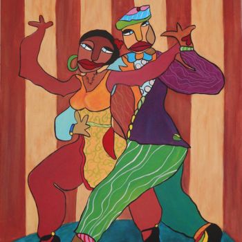 Schilderij getiteld "Les 2 danseurs" door Sabine Maby, Origineel Kunstwerk, Acryl