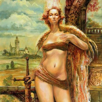 Painting titled "Brunhilda" by Nikolay Marci, Original Artwork, Oil