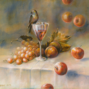 Peinture intitulée "Still-life with a b…" par Nikolay Marci, Œuvre d'art originale, Huile