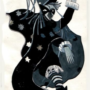 Artigianato intitolato "Черный клоун" da Marina Petrova-Richnyak, Opera d'arte originale