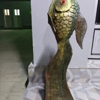 Sculpture intitulée "Золотая рыбка" par Artmaster Gurban, Œuvre d'art originale, Plâtre