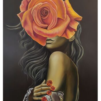 Peinture intitulée "rose" par Artmaster Gurban, Œuvre d'art originale, Huile