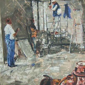 Painting titled "Le chantier" by Zaim Atid, Original Artwork