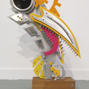Sculpture intitulée "JAUNE ?" par Nathalie Robin (ArtMetal), Œuvre d'art originale, Aluminium