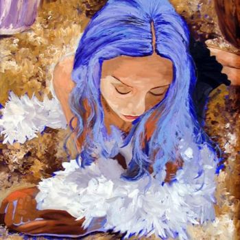 Pintura titulada "Pensées bleues" por Michèle Defrenne, Obra de arte original, Oleo